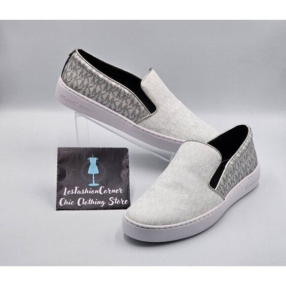 Michael Kors  Women's White/Grey Keaton Slip-On Sneakers Size 10M 2961 - Picture 14 of 16